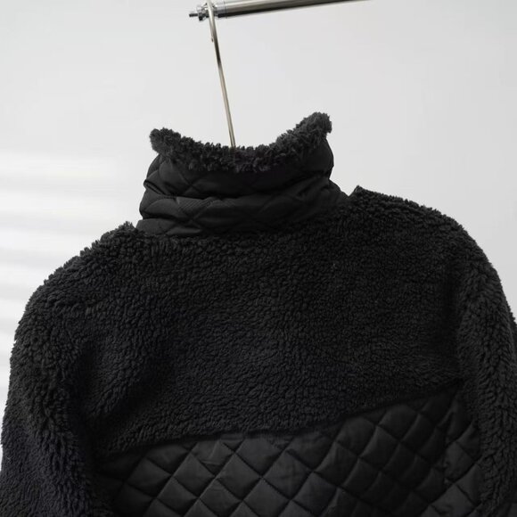 ALO YOGA Sherpa Edge Bomber Series Solid Color Stand Collar Zipper Casual Hoodle - Picture 4 of 10